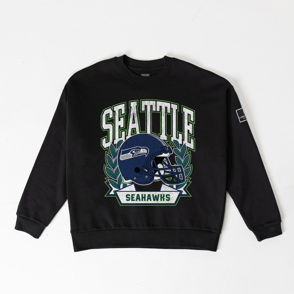 Seattle Seahawks Gameday Couture Women's Oversized Victory Lane Black Label Premium Fleece Sweatshirt Black - NFL