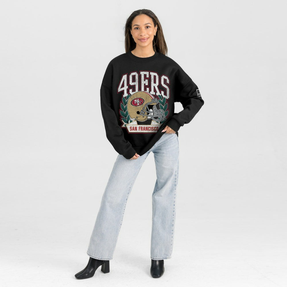 San Francisco 49ers Gameday Couture Women's Oversized Victory Lane Black Label Premium Fleece Sweatshirt Black - NFL