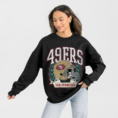 San Francisco 49ers Gameday Couture Women's Oversized Victory Lane Black Label Premium Fleece Sweatshirt Black - NFL