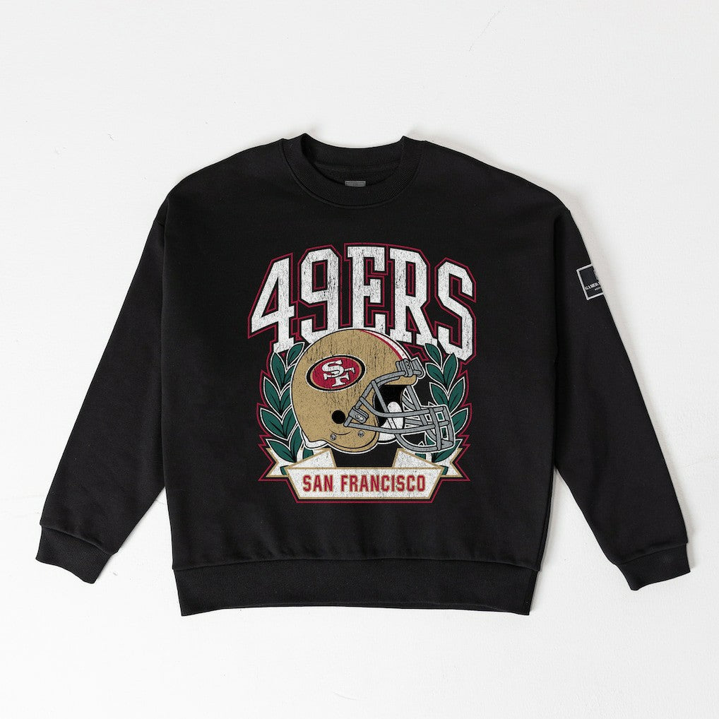 San Francisco 49ers Gameday Couture Women's Oversized Victory Lane Black Label Premium Fleece Sweatshirt Black - NFL