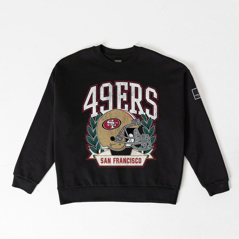 San Francisco 49ers Gameday Couture Women's Oversized Victory Lane Black Label Premium Fleece Sweatshirt Black - NFL