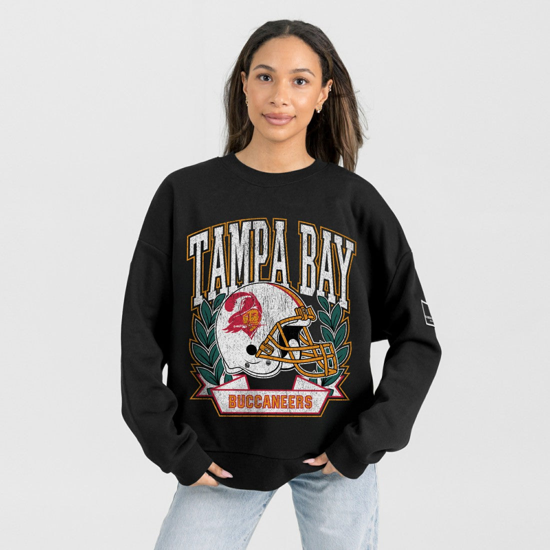Tampa Bay Buccaneers Gameday Couture Women's Oversized Victory Lane Black Label Premium Fleece Sweatshirt Black - NFL