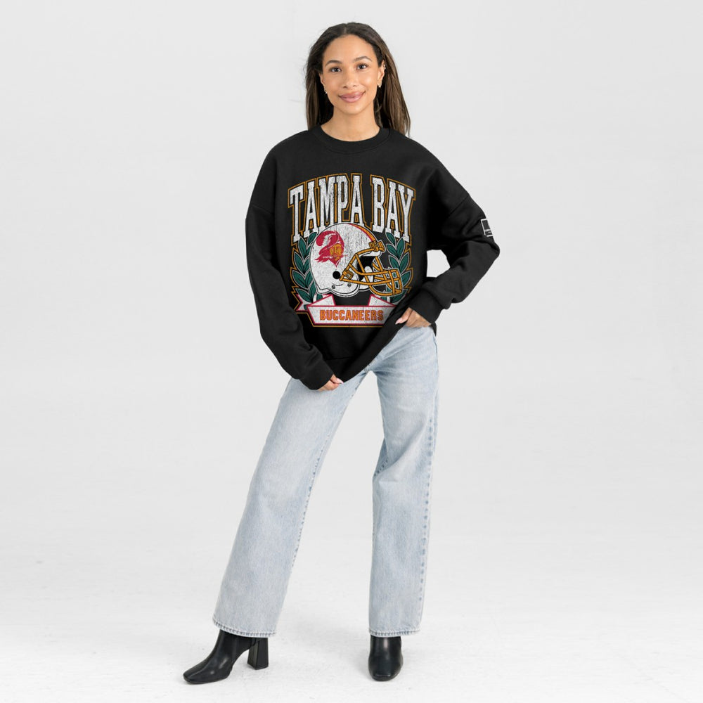 Tampa Bay Buccaneers Gameday Couture Women's Oversized Victory Lane Black Label Premium Fleece Sweatshirt Black - NFL