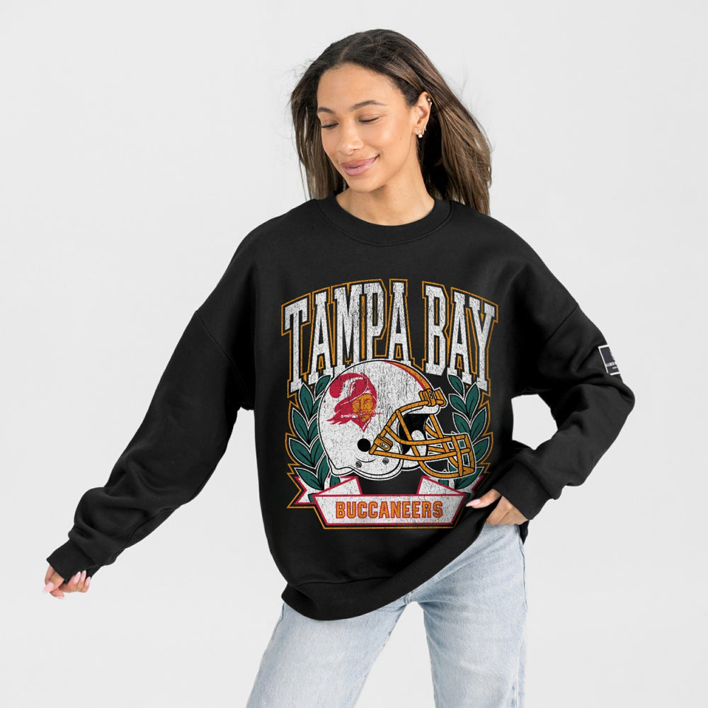 Tampa Bay Buccaneers Gameday Couture Women's Oversized Victory Lane Black Label Premium Fleece Sweatshirt Black - NFL
