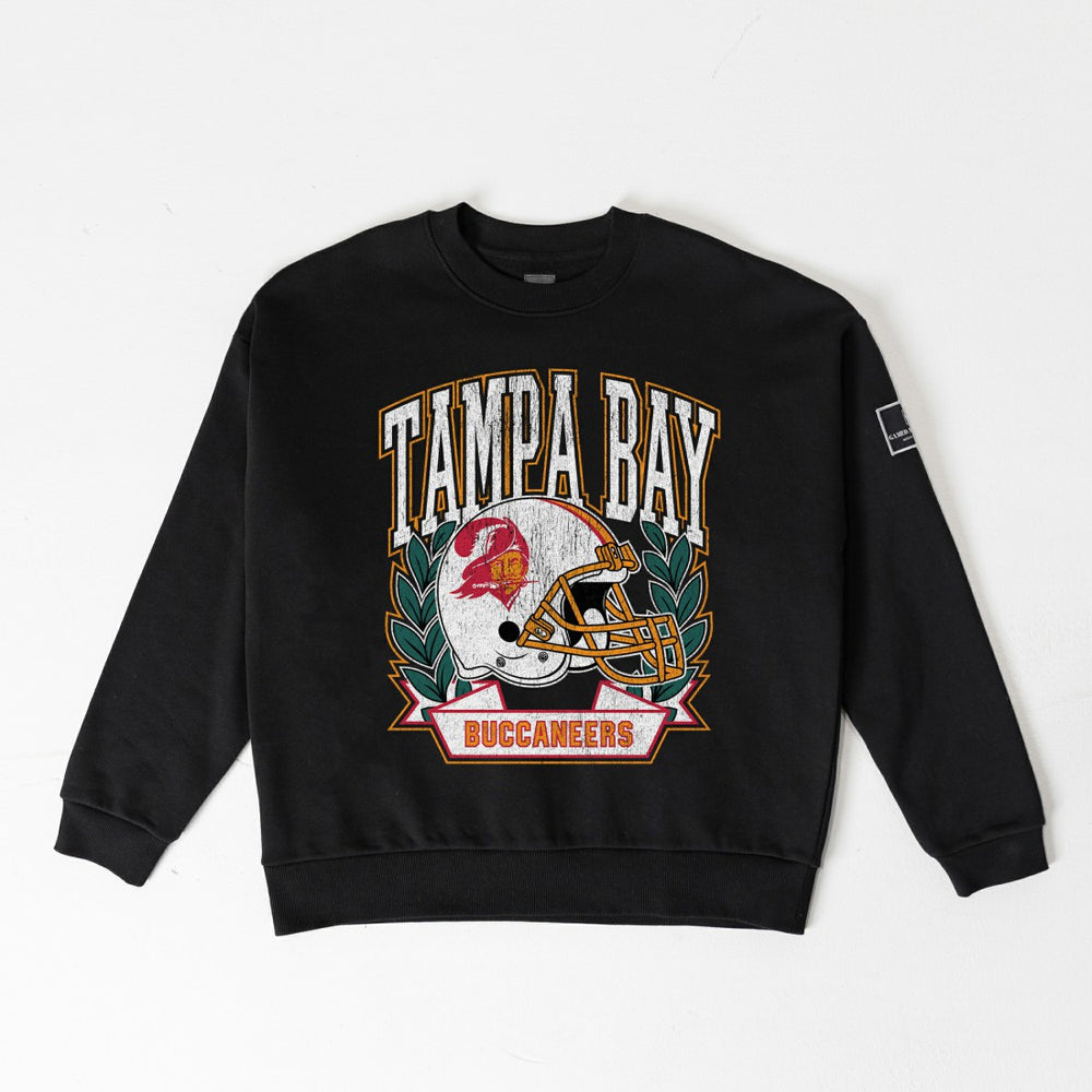 Tampa Bay Buccaneers Gameday Couture Women's Oversized Victory Lane Black Label Premium Fleece Sweatshirt Black - NFL
