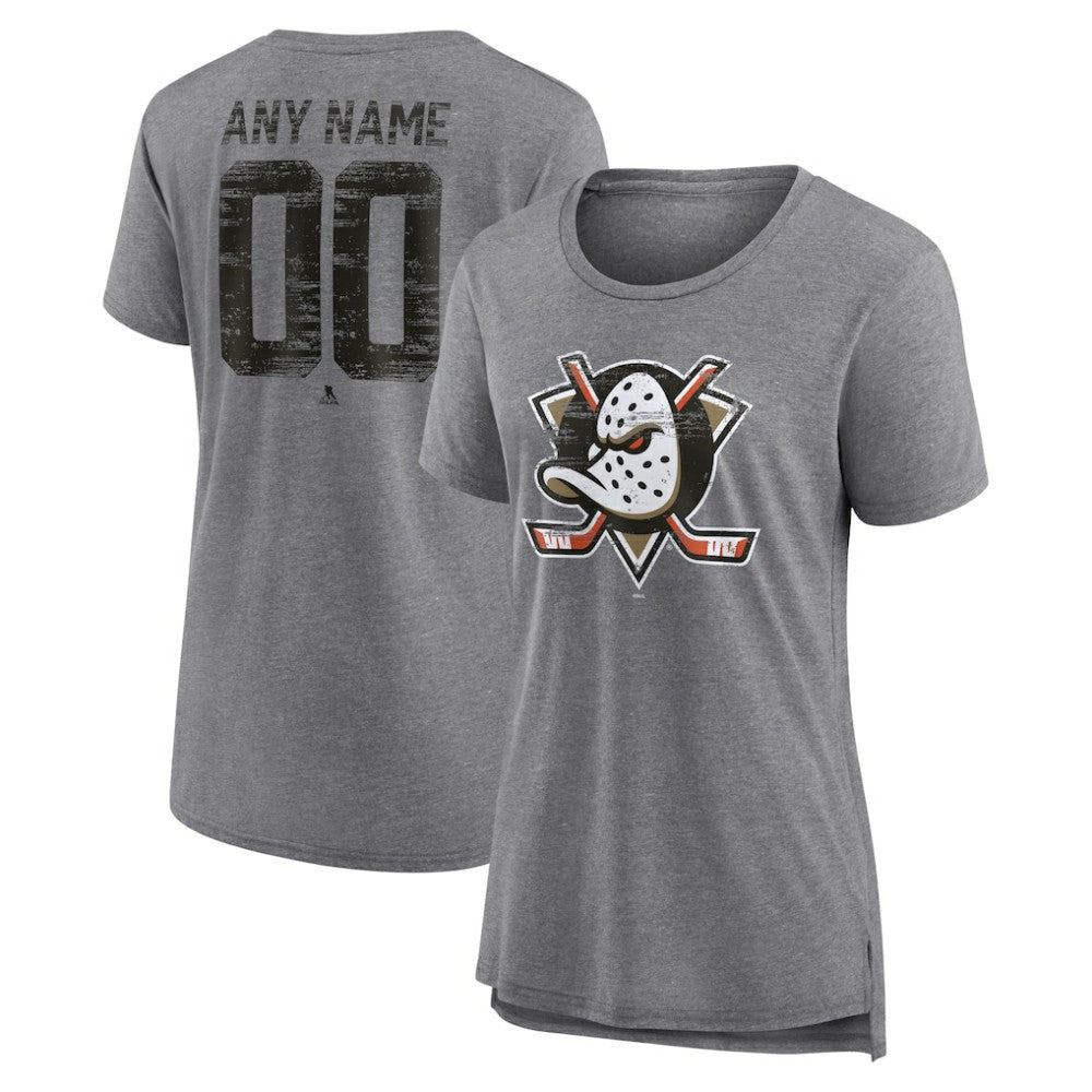 Anaheim Ducks - Women's Heritage Custom Tri-Blend T-Shirt Gray