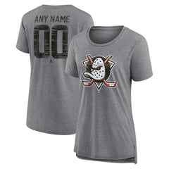 Anaheim Ducks - Women's Heritage Custom Tri-Blend T-Shirt Gray