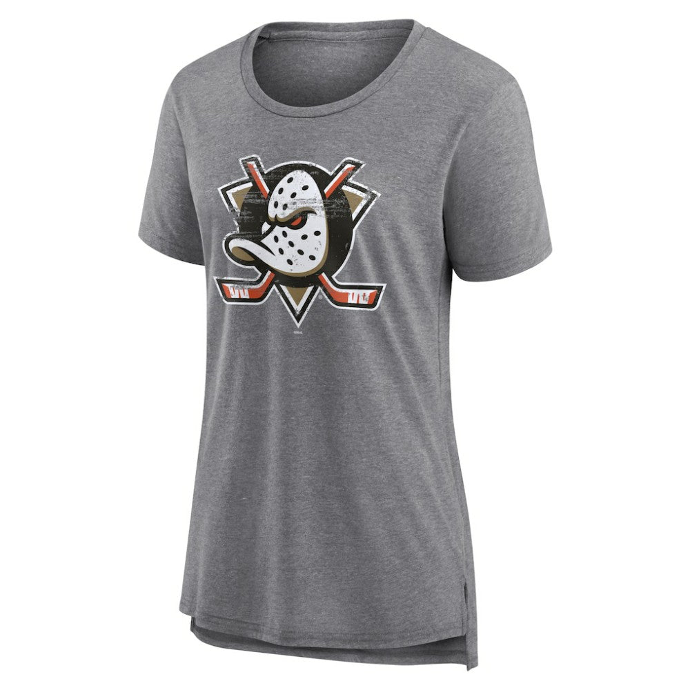 Anaheim Ducks - Women's Heritage Custom Tri-Blend T-Shirt Gray