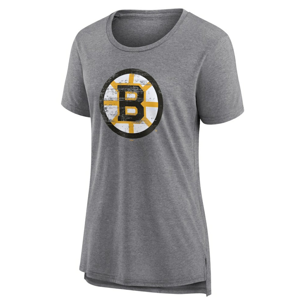 Boston Bruins Women's Heritage Custom Tri-Blend T-Shirt Gray