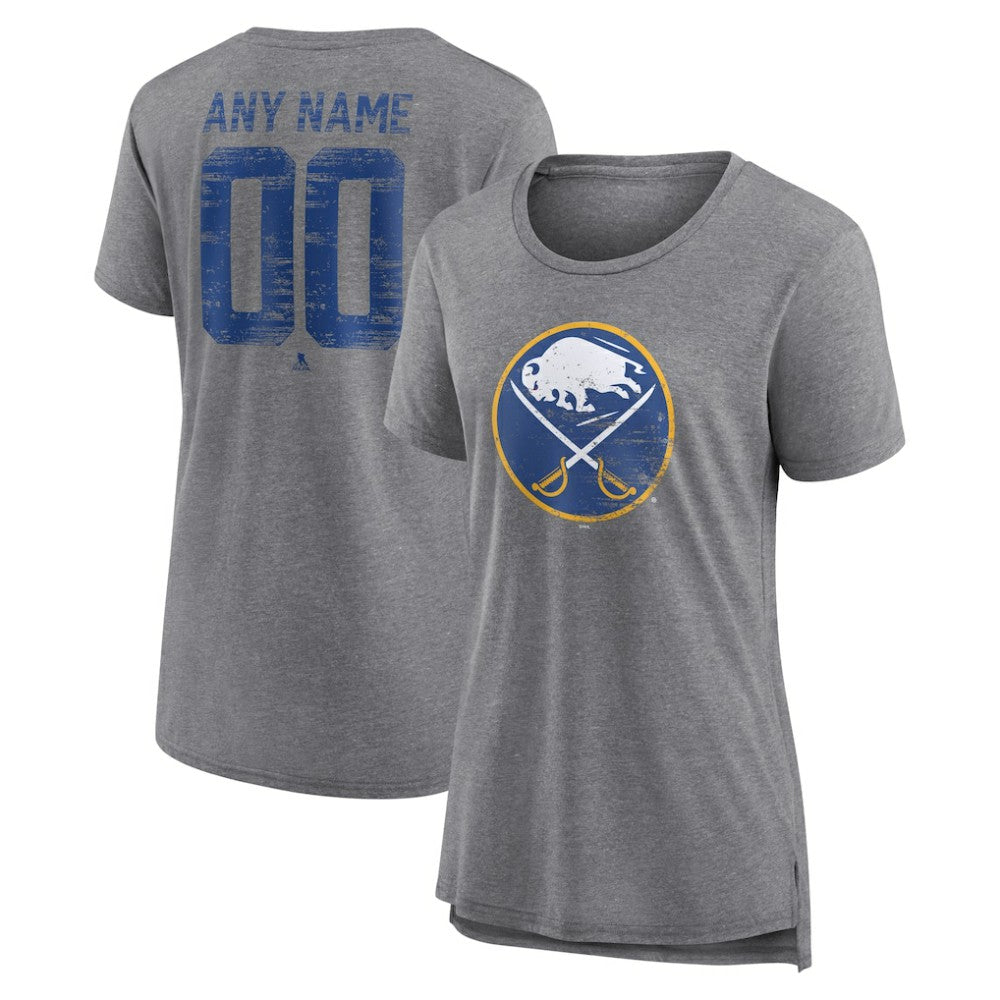 Buffalo Sabres - Women's Heritage Custom Tri-Blend T-Shirt Gray