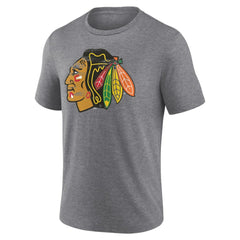 Chicago Blackhawks Heritage Custom Tri-Blend T-Shirt Gray