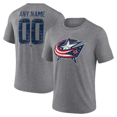 Columbus Blue Jackets - Heritage Custom Tri-Blend T-Shirt Gray