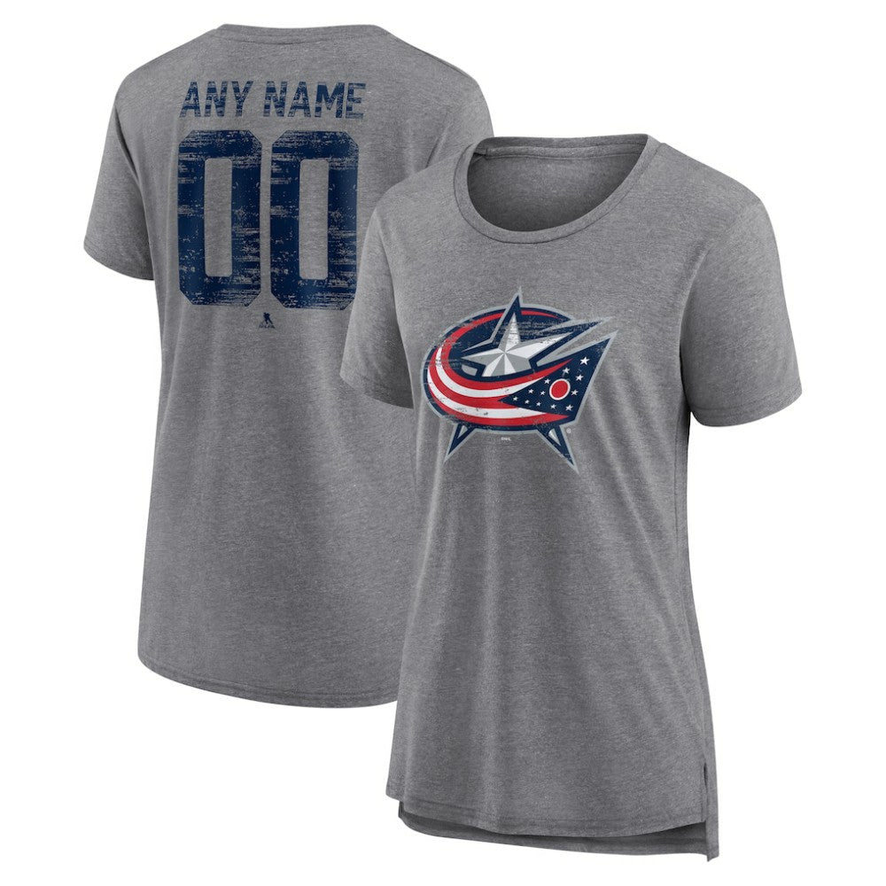Columbus Blue Jackets - Women's Heritage Custom Tri-Blend T-Shirt Gray
