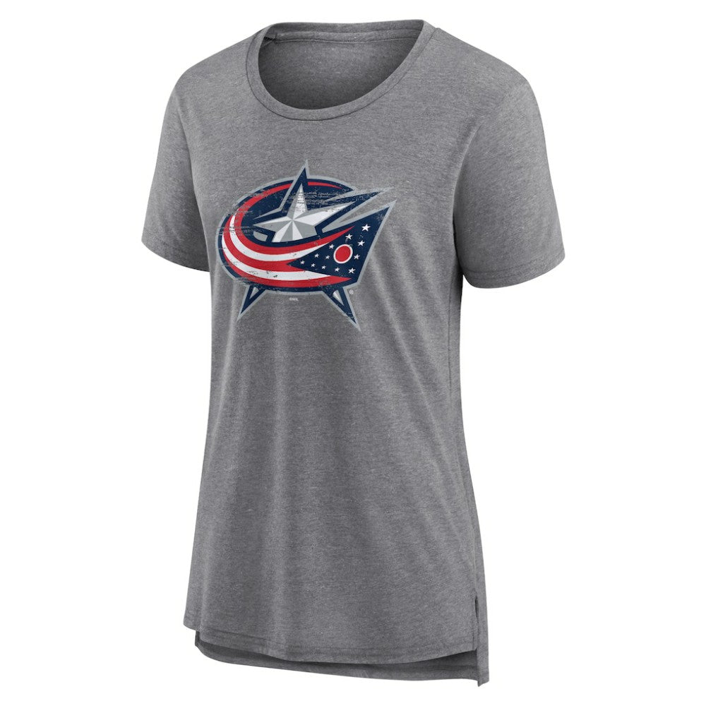 Columbus Blue Jackets - Women's Heritage Custom Tri-Blend T-Shirt Gray