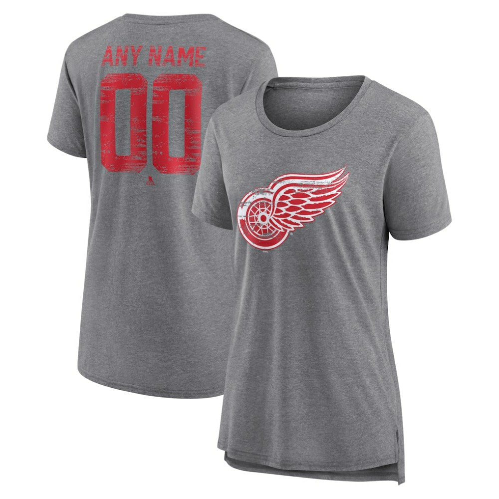 Detroit Red Wings - Women's Heritage Custom Tri-Blend T-Shirt Gray