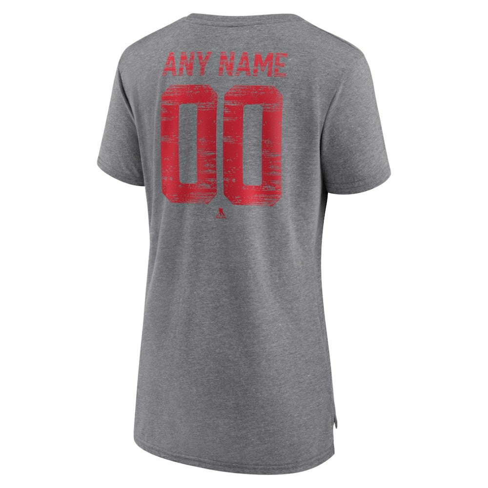 Detroit Red Wings - Women's Heritage Custom Tri-Blend T-Shirt Gray
