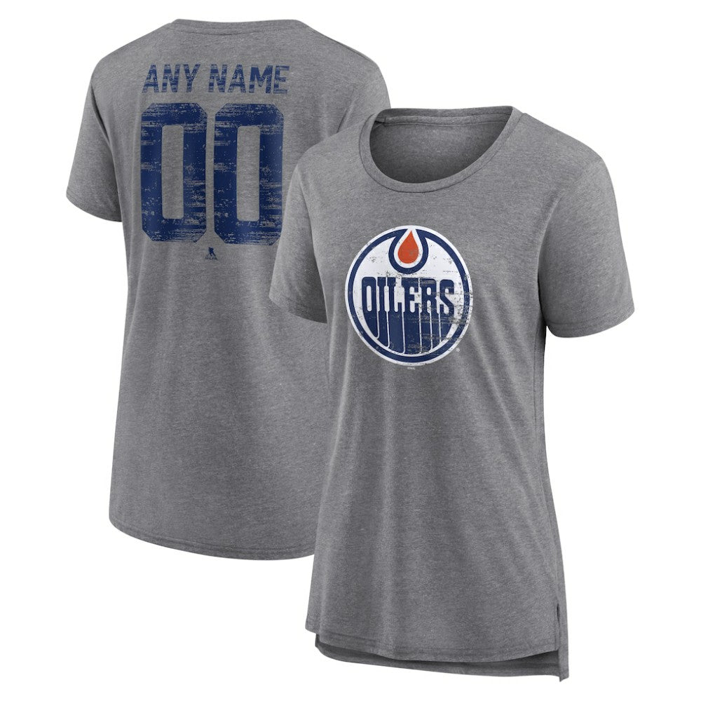 Edmonton Oilers - Women's Heritage Custom Tri-Blend T-Shirt Gray