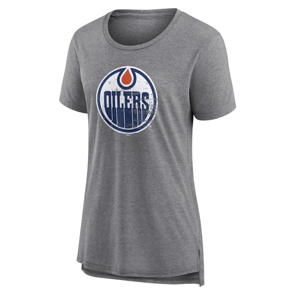 Edmonton Oilers - Women's Heritage Custom Tri-Blend T-Shirt Gray