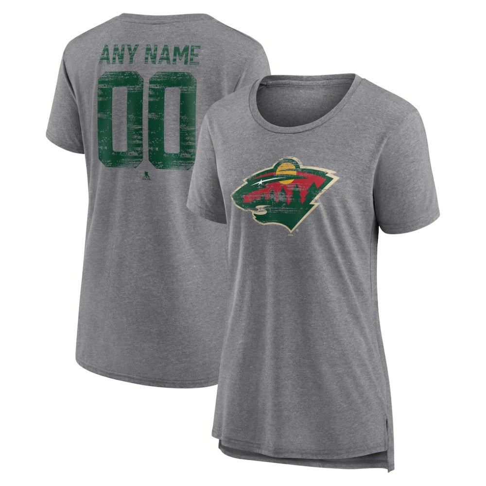 Minnesota Wild - Women's Heritage Custom Tri-Blend T-Shirt Gray