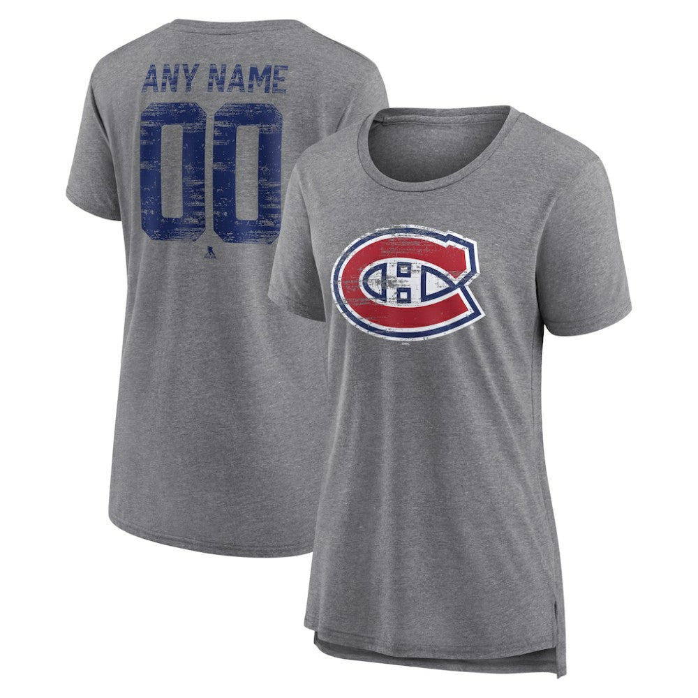Montreal Canadiens - Women's Heritage Custom Tri-Blend T-Shirt Gray