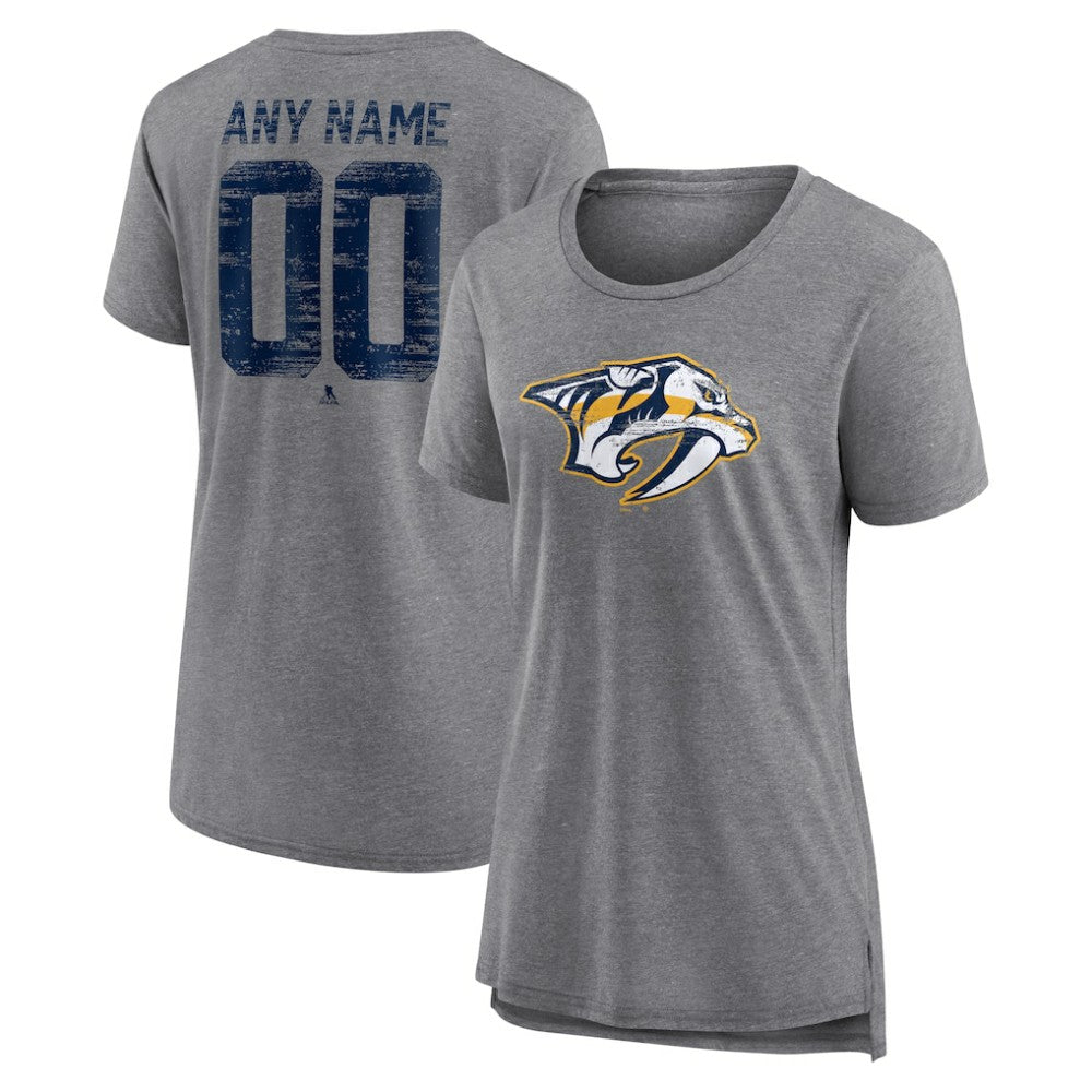 Nashville Predators - Women's Heritage Custom Tri-Blend T-Shirt Gray
