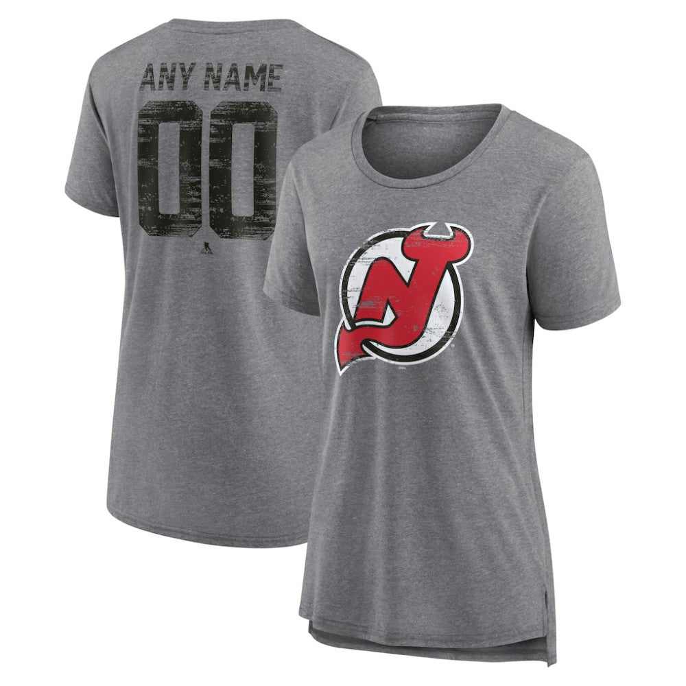 New Jersey Devils - Women's Heritage Custom Tri-Blend T-Shirt Gray