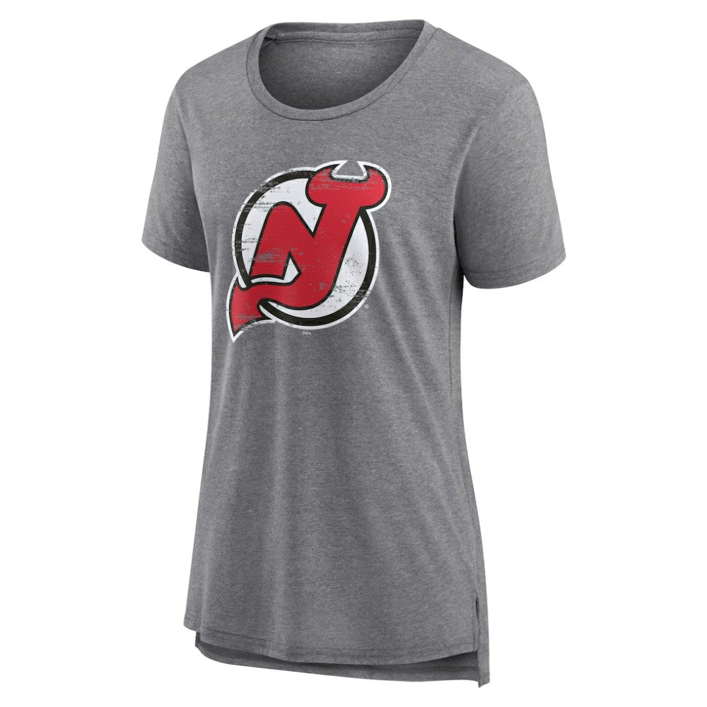 New Jersey Devils - Women's Heritage Custom Tri-Blend T-Shirt Gray