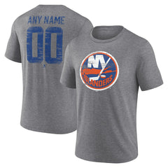 New York Islanders - Heritage Custom Tri-Blend T-Shirt Gray