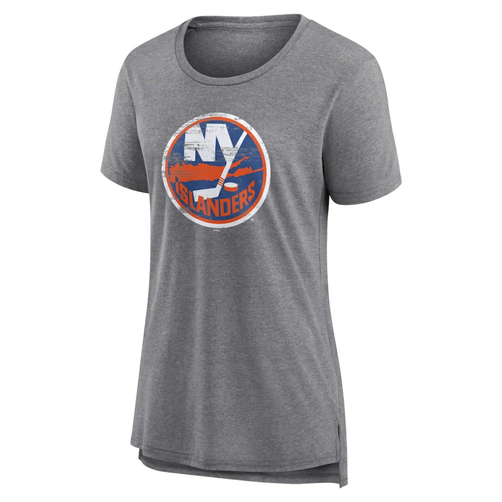 New York Islanders - Women's Heritage Custom Tri-Blend T-Shirt Gray