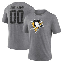 Pittsburgh Penguins Heritage Custom Tri-Blend T-Shirt Gray