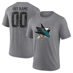San Jose Sharks - Heritage Custom Tri-Blend T-Shirt Gray