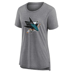 San Jose Sharks - Women's Heritage Custom Tri-Blend T-Shirt Gray