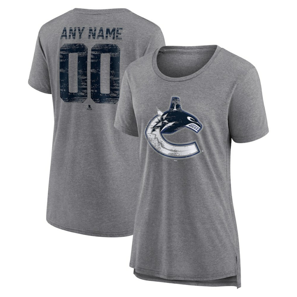 Vancouver Canucks - Women's Heritage Custom Tri-Blend T-Shirt Gray