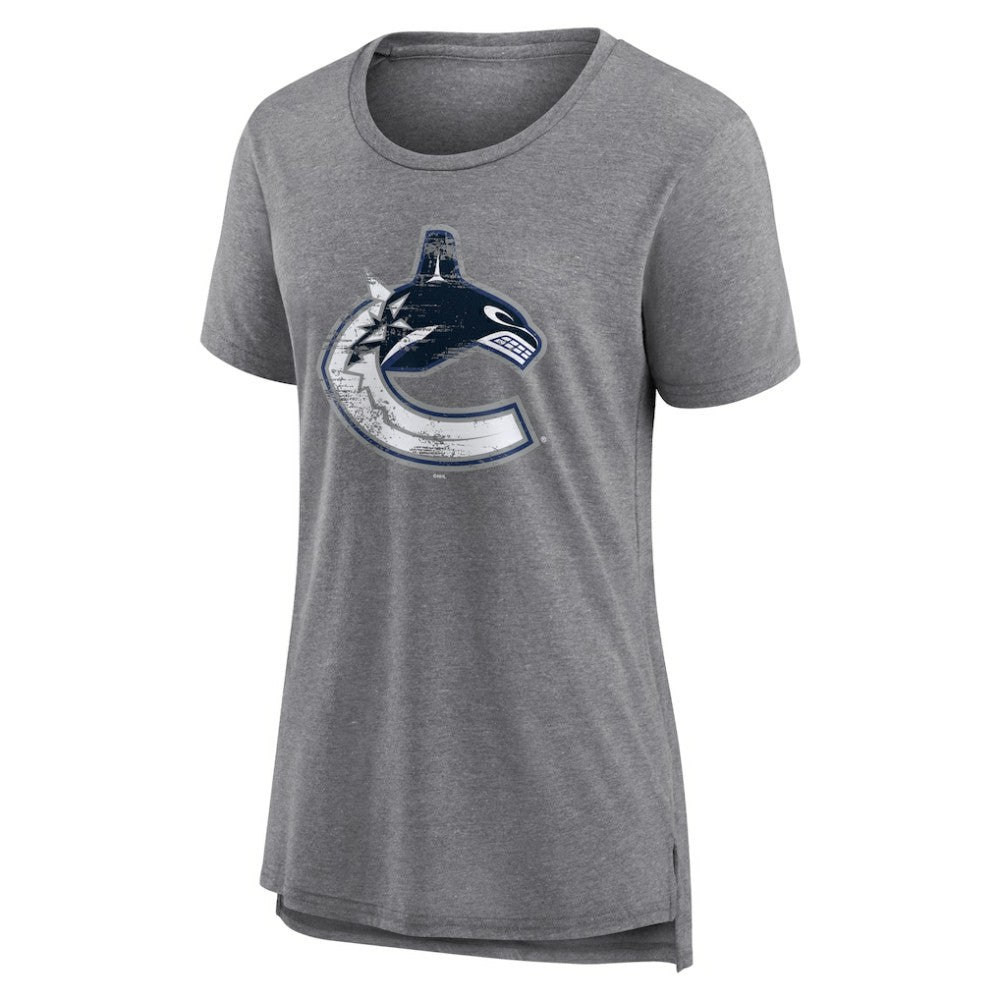 Vancouver Canucks - Women's Heritage Custom Tri-Blend T-Shirt Gray