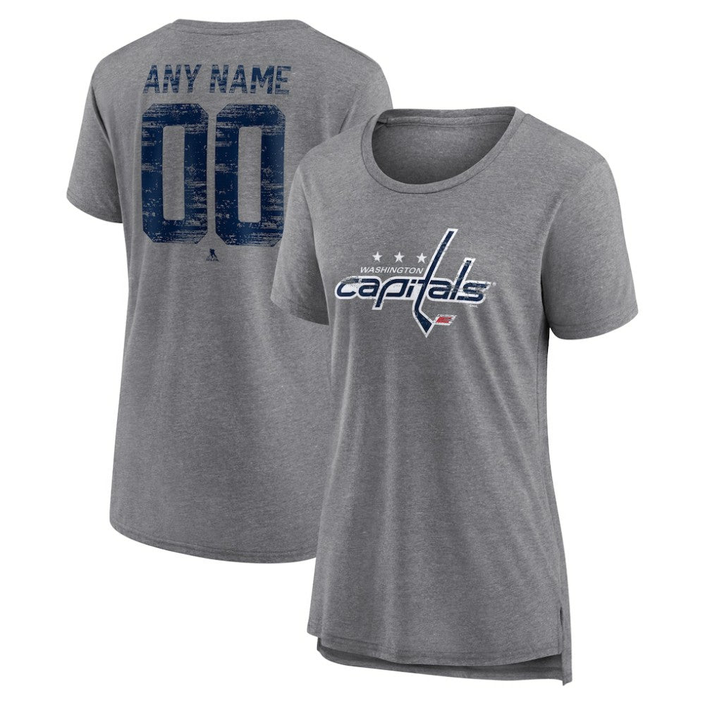 Washington Capitals Women's Heritage Custom Tri-Blend T-Shirt Gray