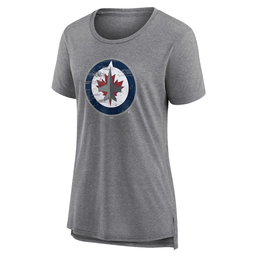 Winnipeg Jets - Women's Heritage Custom Tri-Blend T-Shirt Gray
