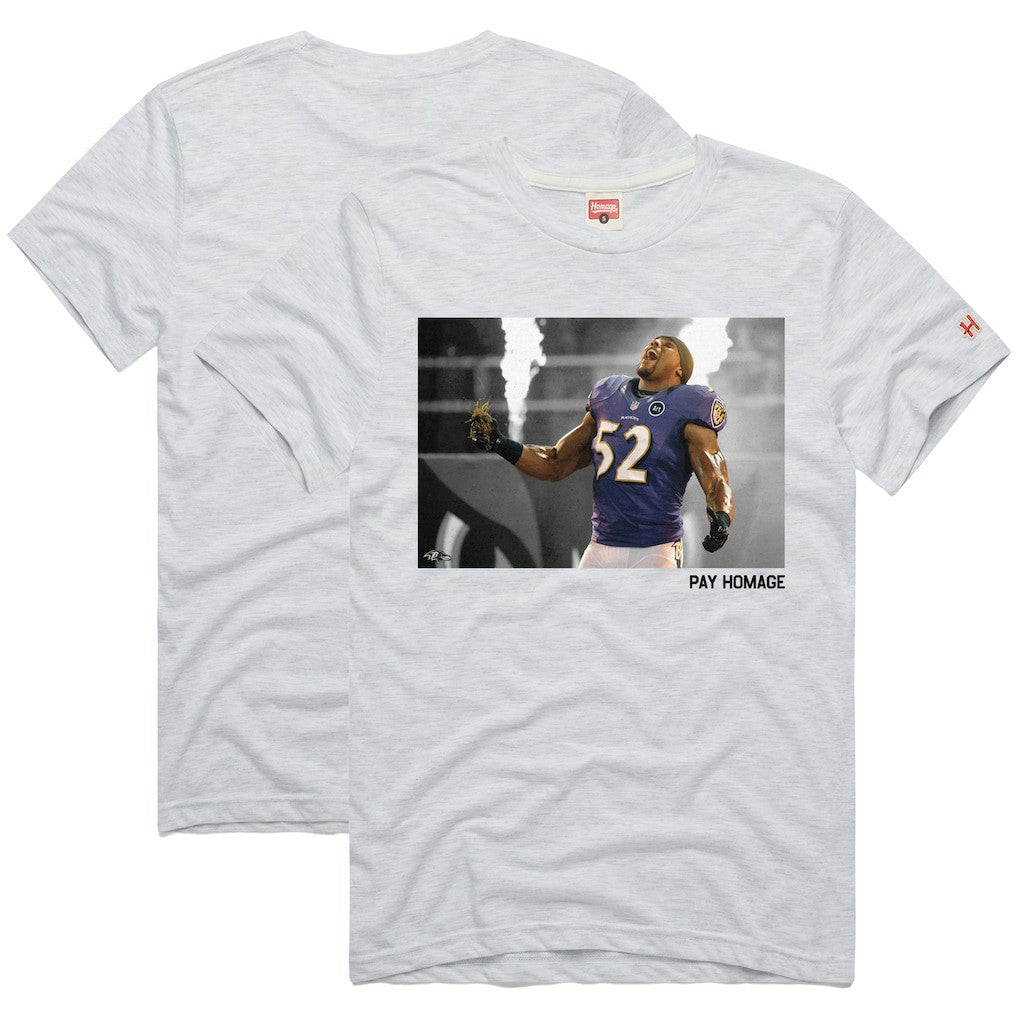 Ray Lewis Baltimore Ravens Homage Unisex Pay Homage Tri-Blend T-Shirt Ash - NFL