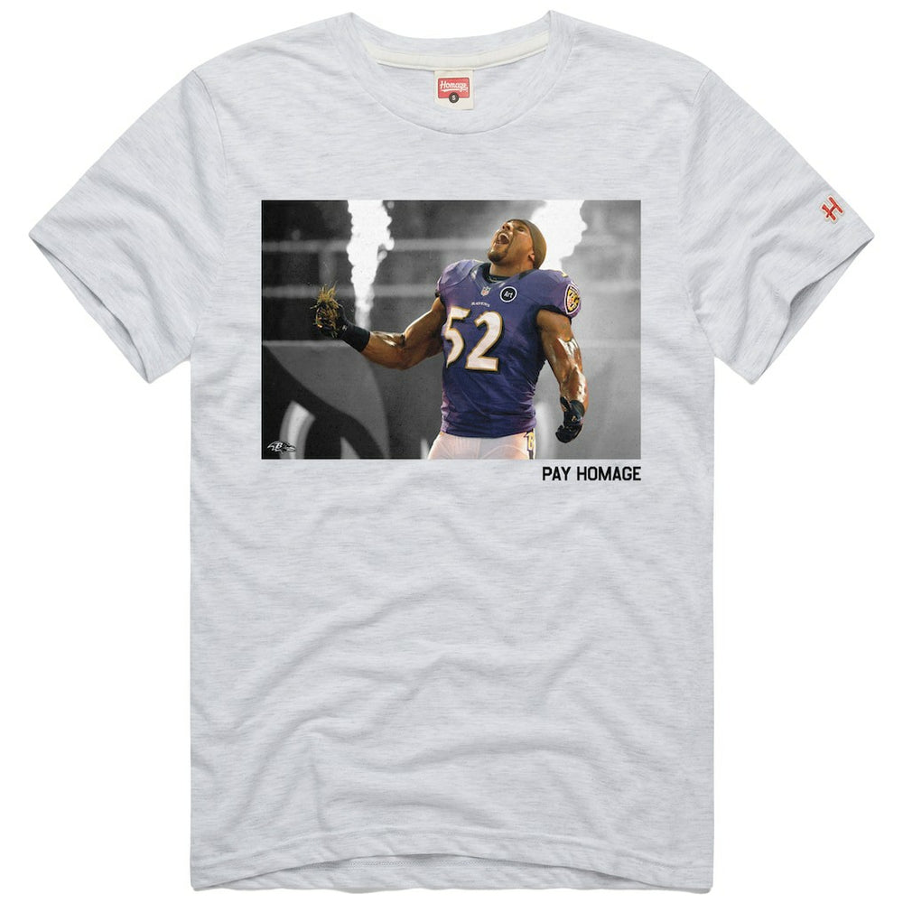 Ray Lewis Baltimore Ravens Homage Unisex Pay Homage Tri-Blend T-Shirt Ash - NFL