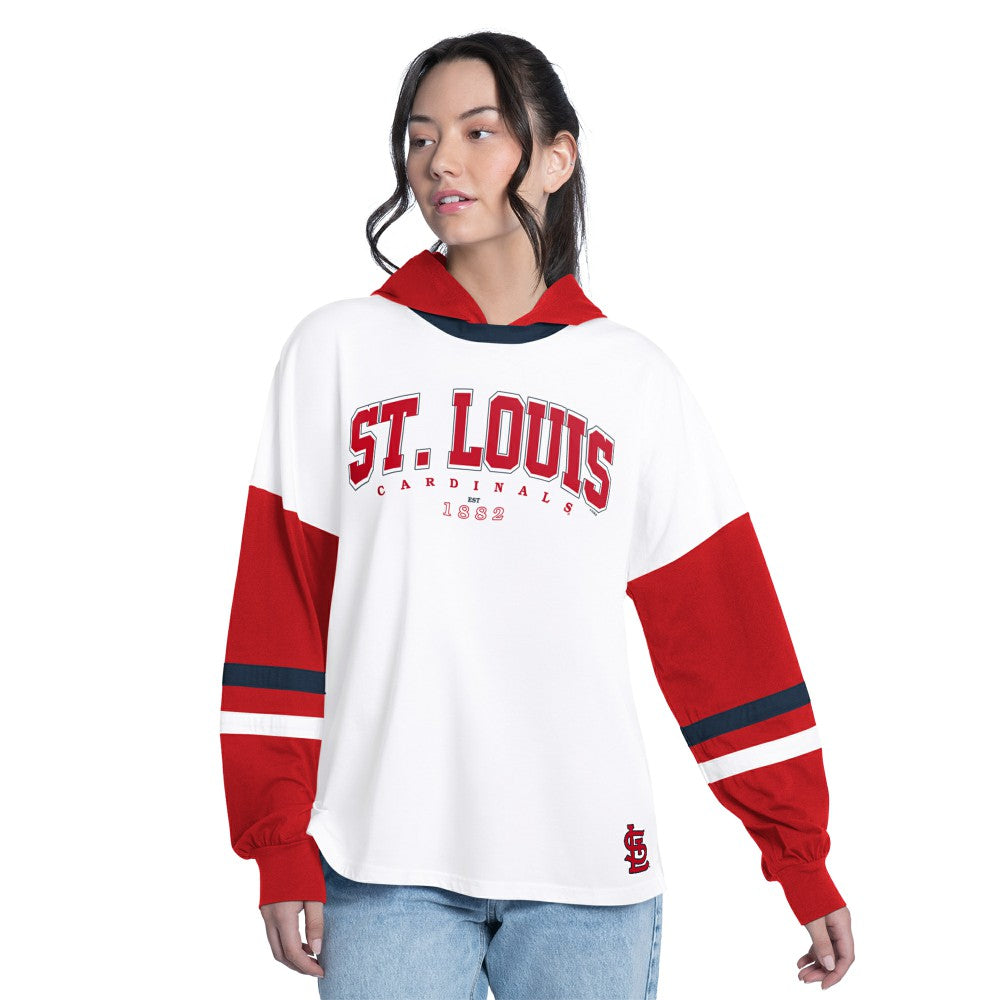St. Louis Cardinals G-III 4Her by Carl Banks Women's Key Player Oversized Hooded Long Sleeve T-Shirt Online