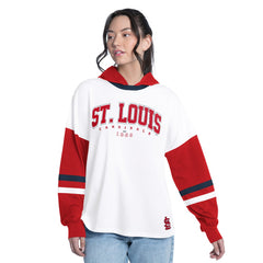 St. Louis Cardinals G-III 4Her by Carl Banks Women's Key Player Oversized Hooded Long Sleeve T-Shirt Online