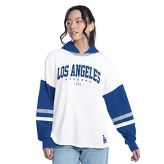 Los Angeles Dodgers G-III 4Her by Carl Banks Women's Key Player Oversized Hooded Long Sleeve T-Shirt Clearance