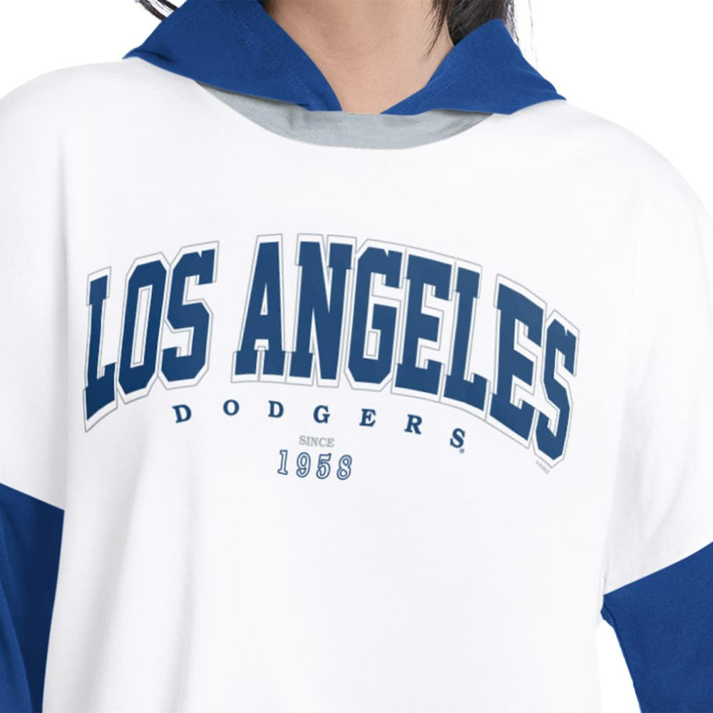 Los Angeles Dodgers G-III 4Her by Carl Banks Women's Key Player Oversized Hooded Long Sleeve T-Shirt Clearance