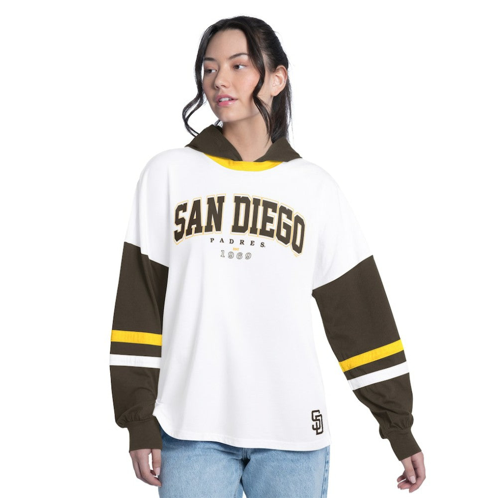 San Diego Padres G-III 4Her by Carl Banks Women's Key Player Oversized Hooded Long Sleeve T-Shirt for sale