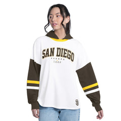 San Diego Padres G-III 4Her by Carl Banks Women's Key Player Oversized Hooded Long Sleeve T-Shirt for sale