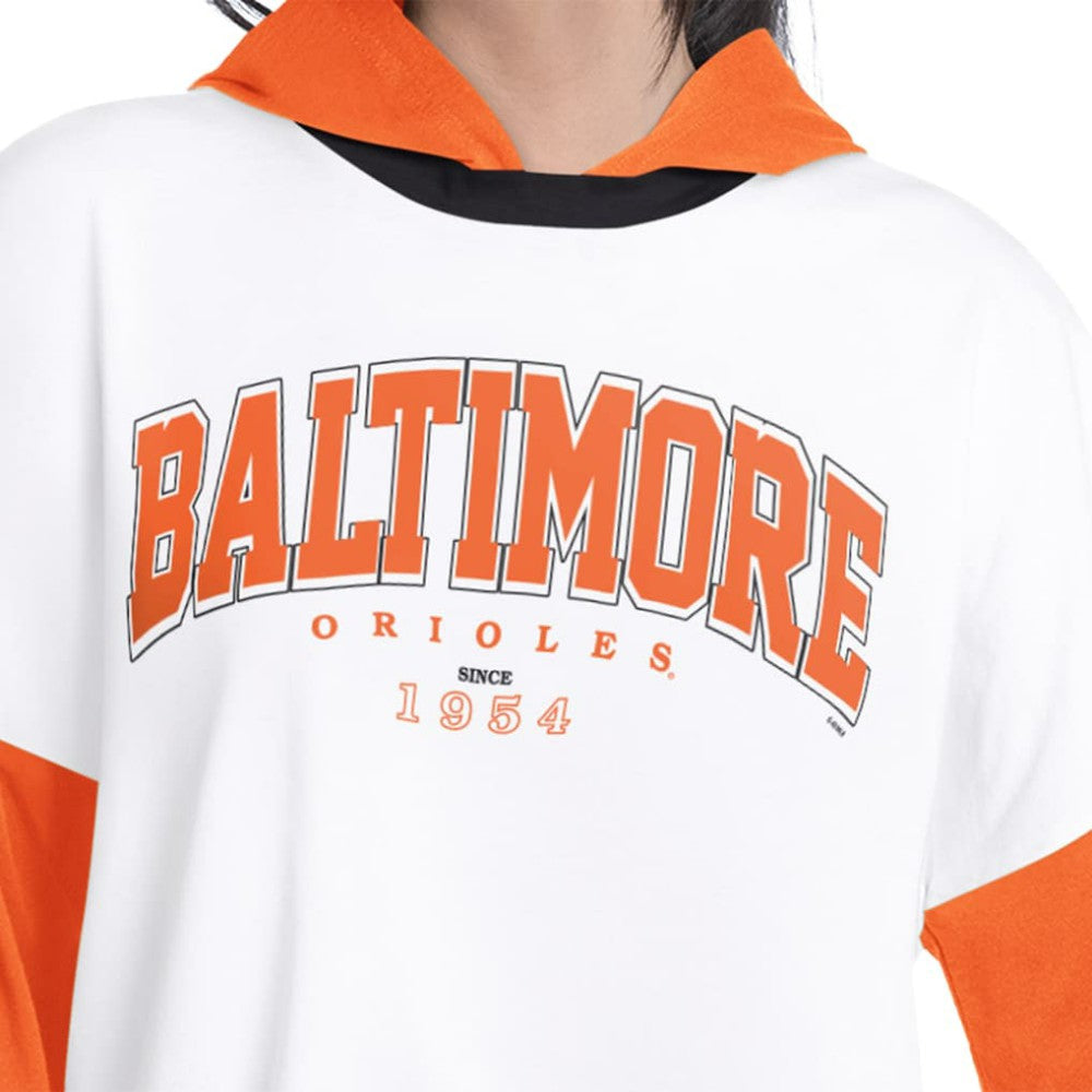 Baltimore Orioles G-III 4Her by Carl Banks Women's Key Player Oversized Hooded Long Sleeve T-Shirt Clearance