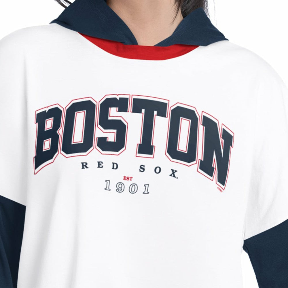 Boston Red Sox G-III 4Her by Carl Banks Women's Key Player Oversized Hooded Long Sleeve T-Shirt discount
