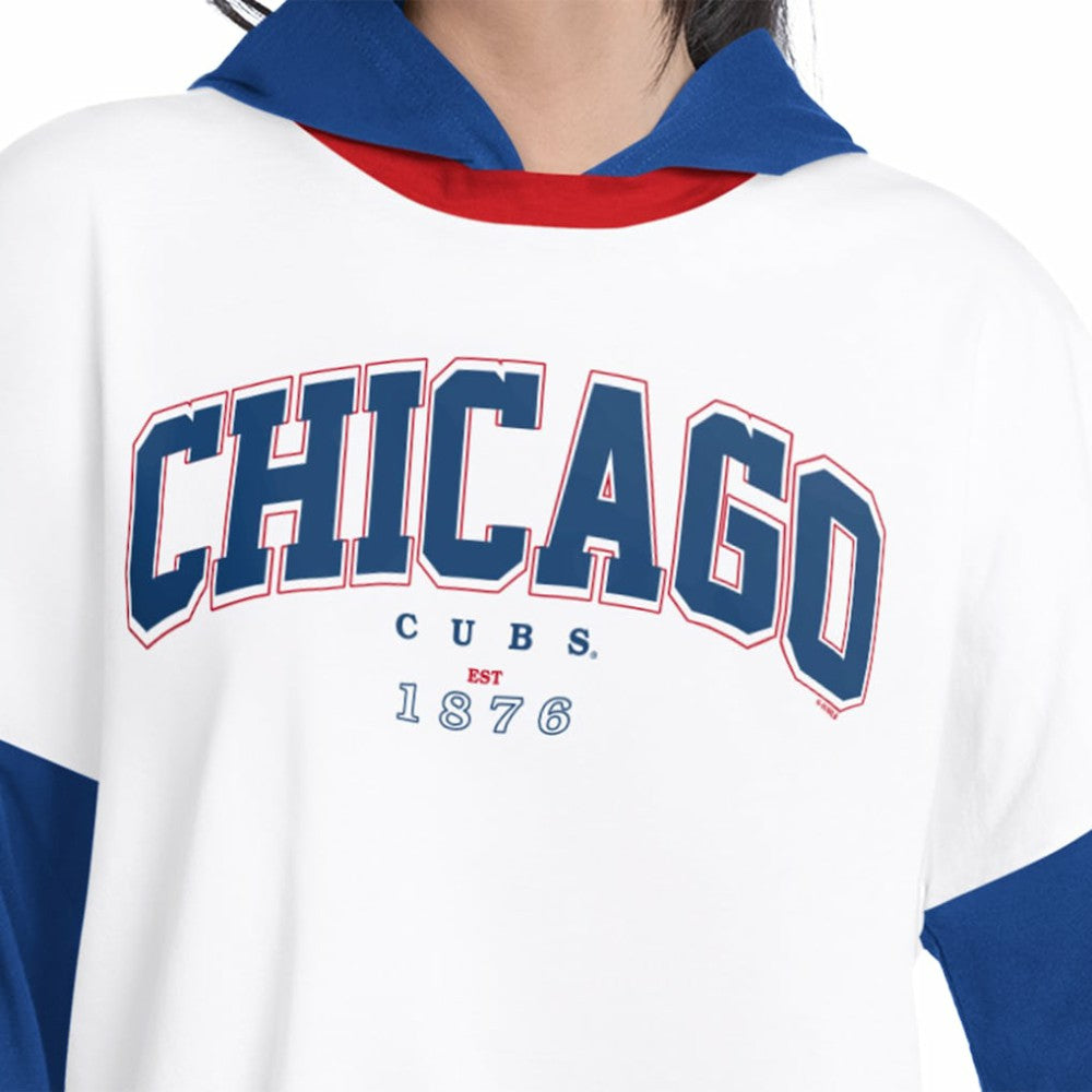 Chicago Cubs G-III 4Her by Carl Banks Women's Key Player Oversized Hooded Long Sleeve T-Shirt Sale