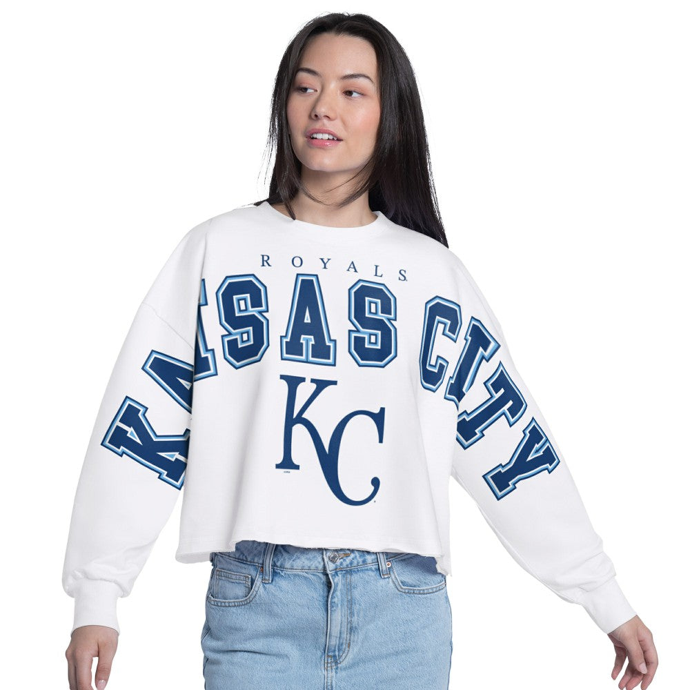 Kansas City Royals G-III 4Her by Carl Banks Women's Bleachers Cropped Pullover Sweatshirt Near Me