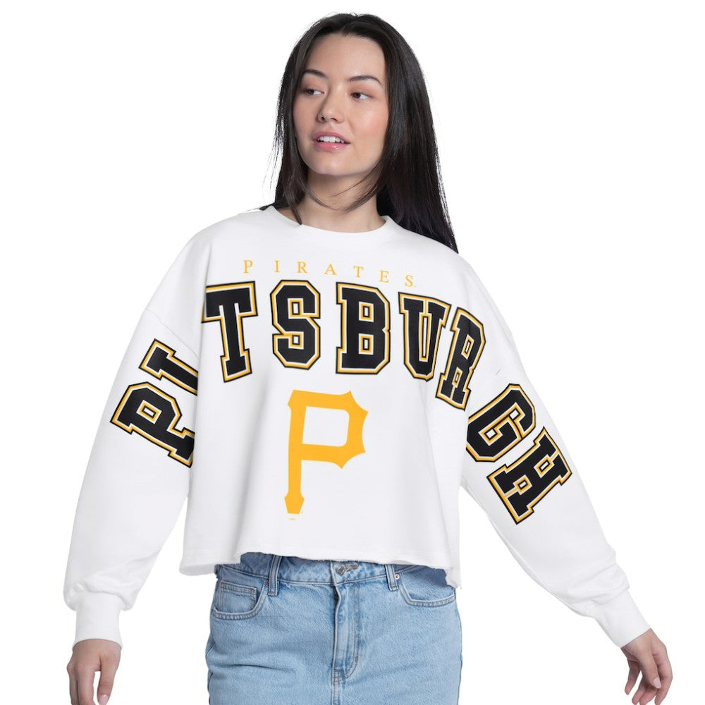 Pittsburgh Pirates G-III 4Her by Carl Banks Women's Bleachers Cropped Pullover Sweatshirt Clearance