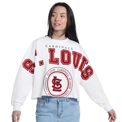 St. Louis Cardinals G-III 4Her by Carl Banks Women's Bleachers Cropped Pullover Sweatshirt Sale
